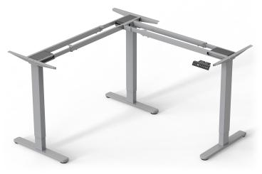 Elektrisch höhenverstellbares Tischgestell, 90° L-Form, Triple-Motor, 2-Stufen, Grau 