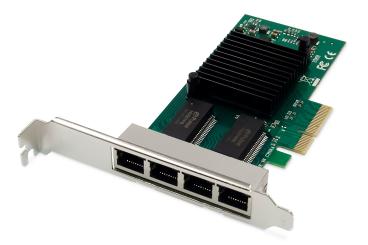4-Port Gigabit Ethernet Netzwerkkarte, RJ45, PCI Express,  Intel I350 