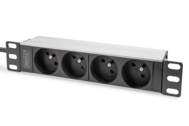 10" Steckdosenleiste mit Aluminiumprofil, 4-fach CEE 7/5 Steckdosen 
