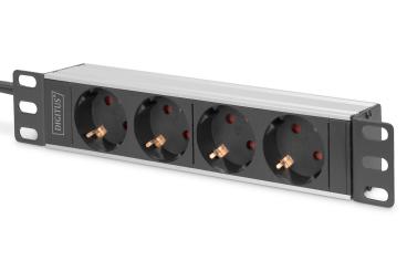 10" Steckdosenleiste mit Aluminiumprofil, 4-fach Schutzkontaktsteckdose 